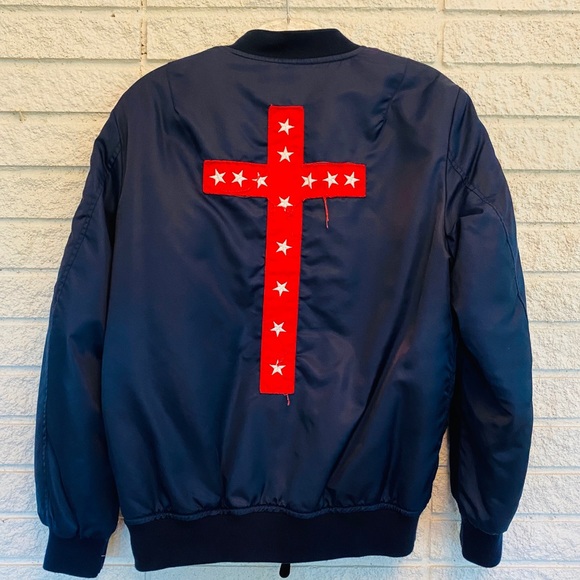Kanye West X Yeezy Tour Bomber Jacket Navy with Cross EUC/Like New Unisex: Large - Picture 12 of 16